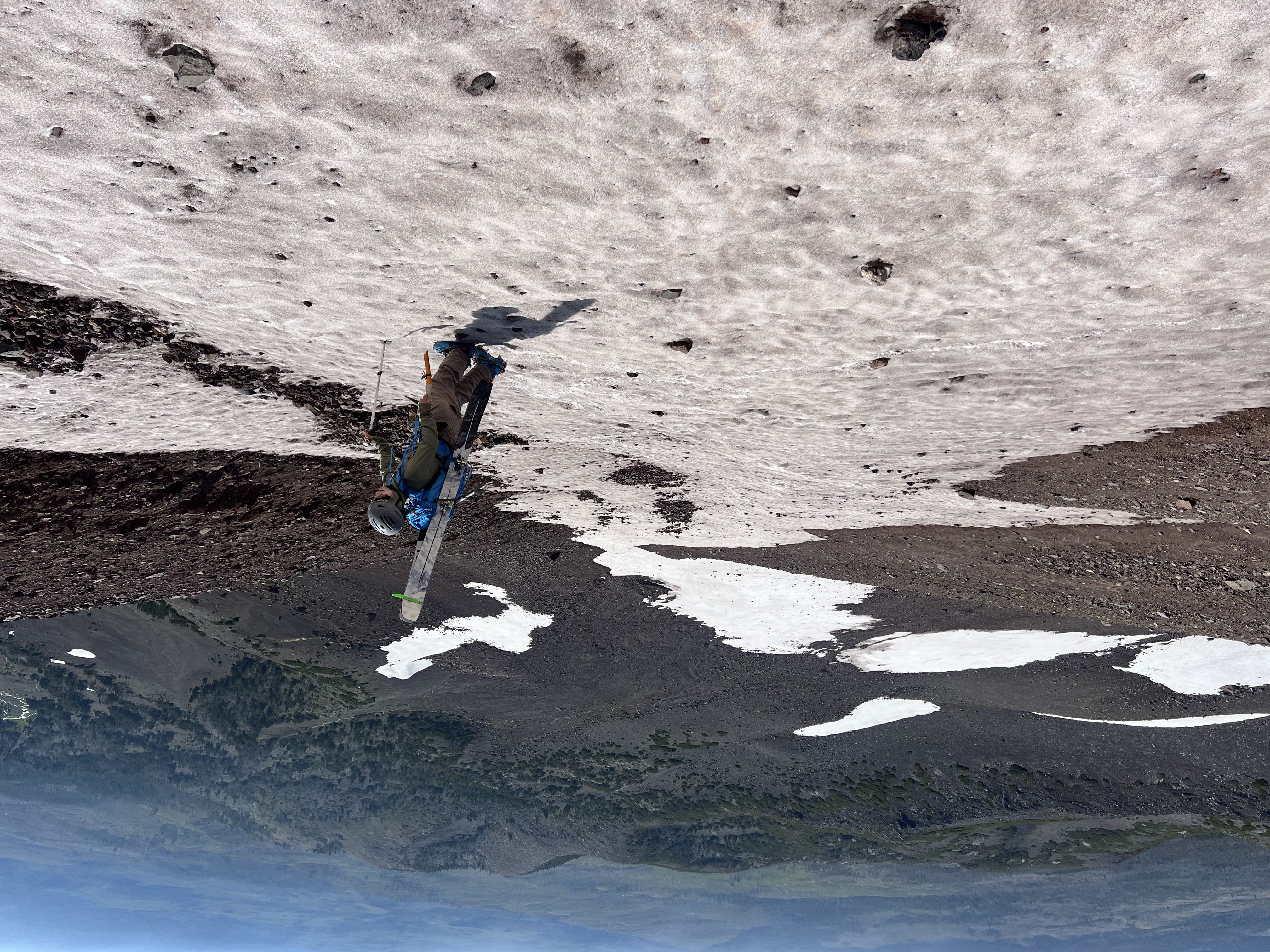 Looking down on the snow
