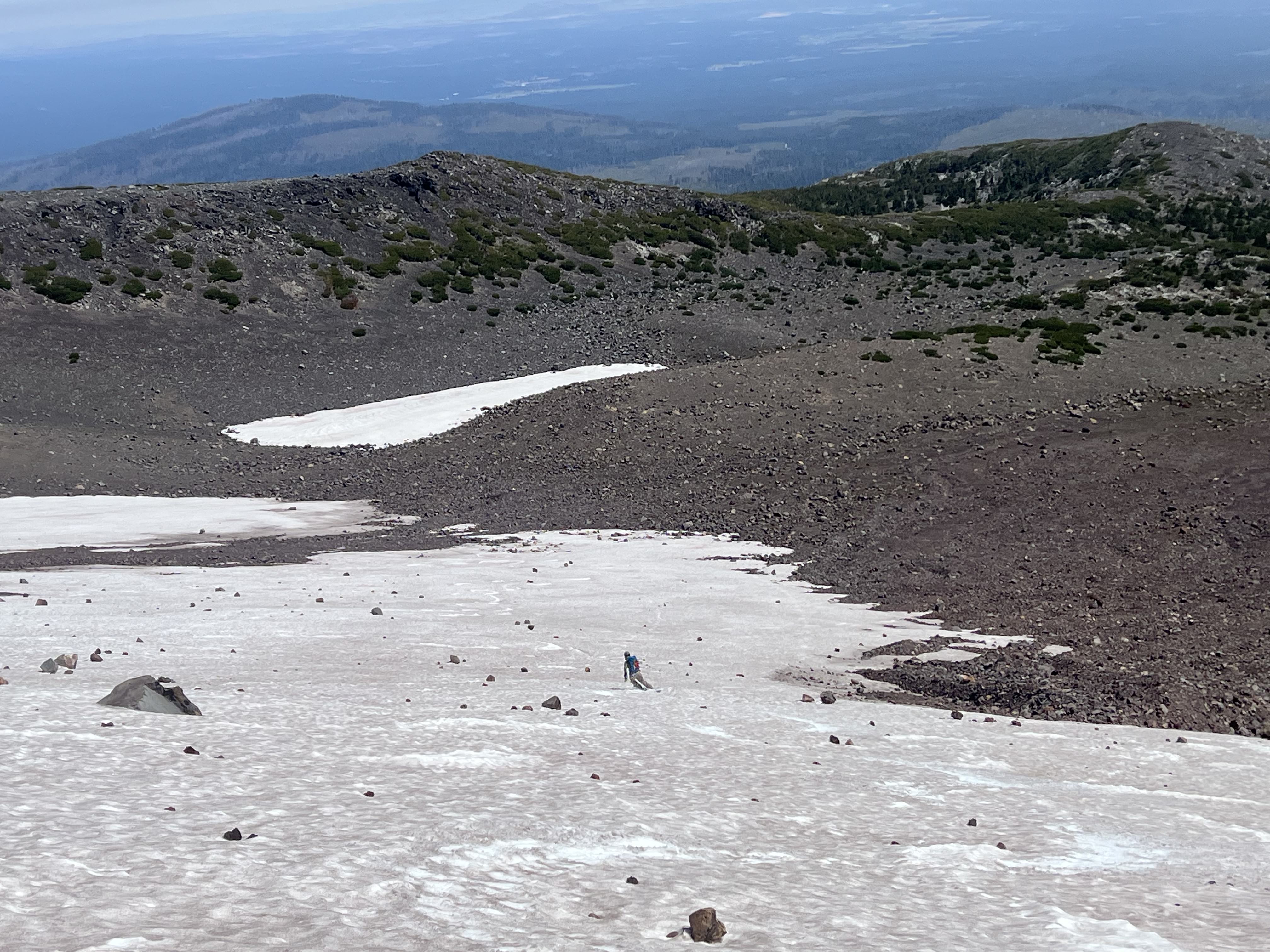 Looking down on the snow